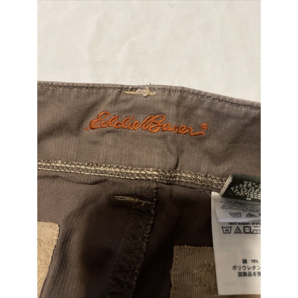 Eddie Bauer Roll Up Utility Cargo Pants Brown Contrast Stitch Y2K Gorpcore Sz 8 - Picture 8 of 16